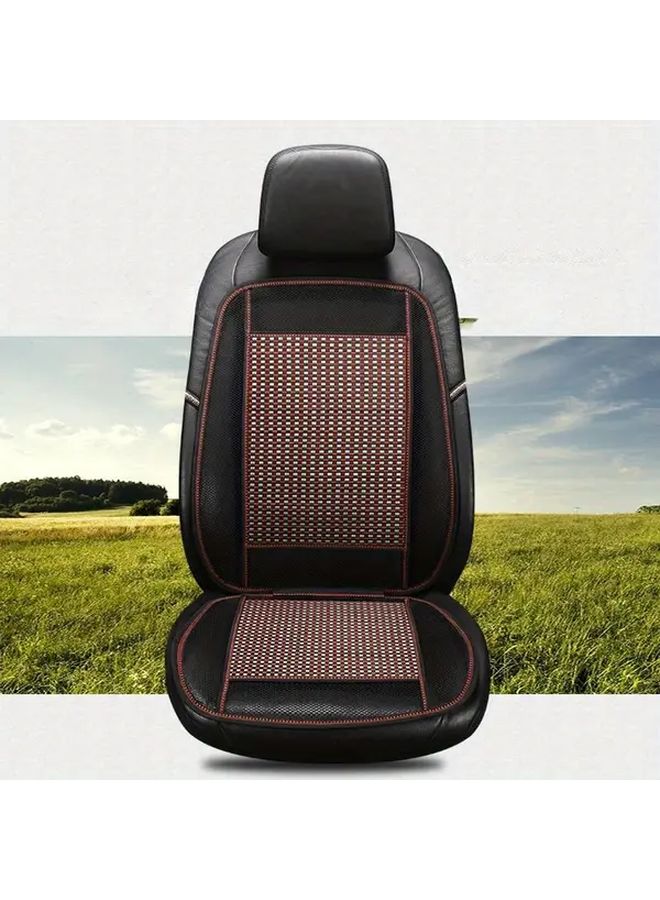 Bamboo Fiber Car Seat Cushion Cooling Pad Breathable Mesh Ergonomic Support Non Slip Universal Fit Comfortable Beige - Image 5
